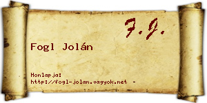Fogl Jolán névjegykártya