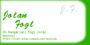 jolan fogl business card